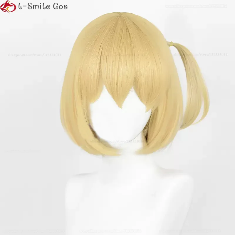 Anime Yachi Hitoka parrucca Cosplay 30cm breve dorato coda di cavallo Clip parrucche resistente al calore capelli sintetici donne parrucca di Halloween + parrucca Cap