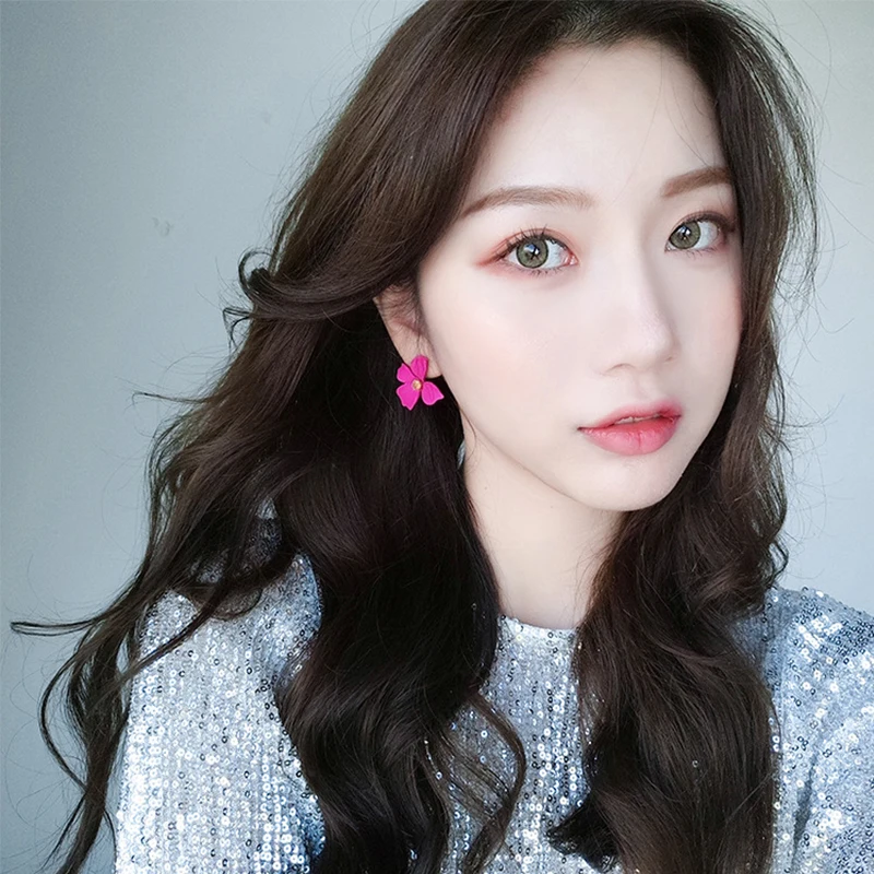 Korean Style Cute Flower Earrings For Women 2023 New Fashion Sweet Earrings Woman Brinco Wholesale Jewelry Colorful Ear Studs