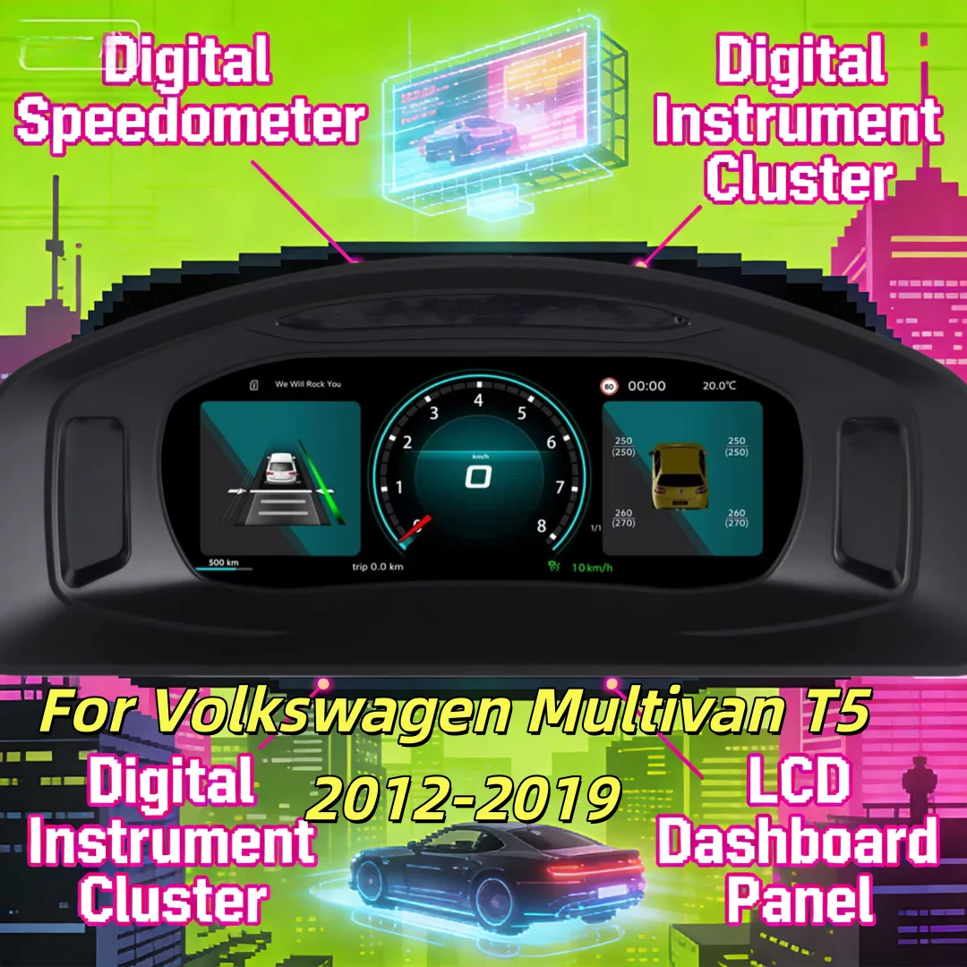 

Digital Instrument Gauge Dashboard For Volkswagen Multivan T5 2012-2019 Virtual Cockpit Speedometer Odometer Meter Linux