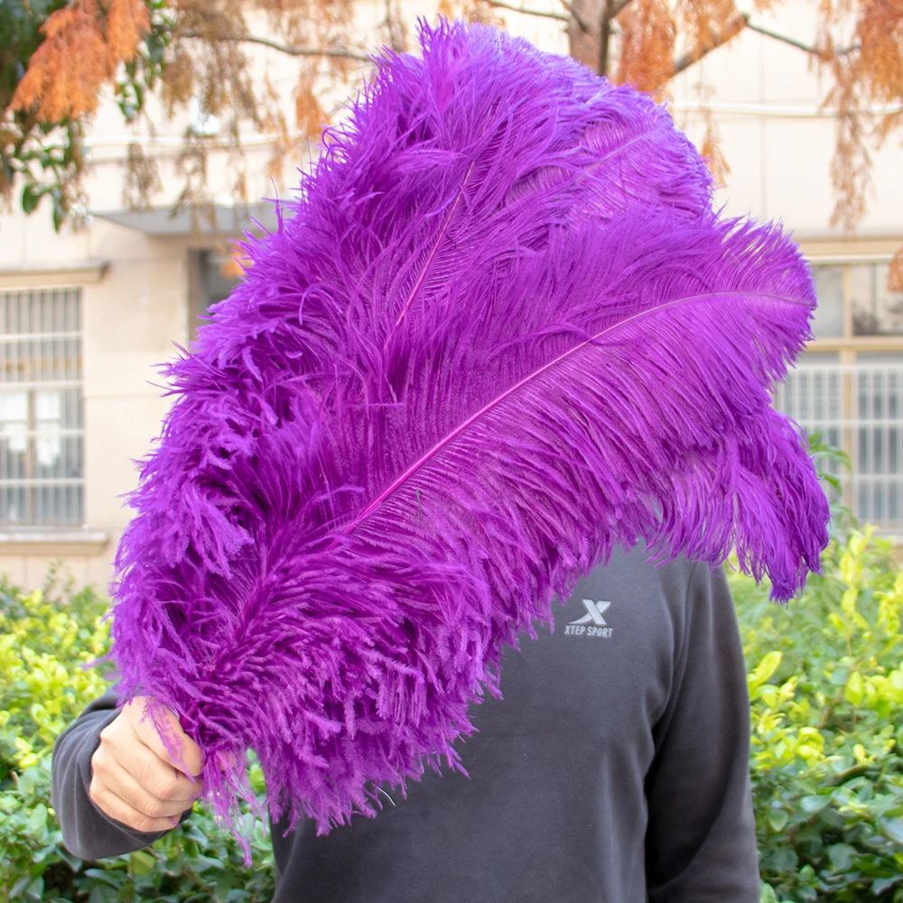 Plumas de avestruz moradas de 25-50cm para manualidades, decoración de carnaval, centros de mesa, jarrones de Plumas, accesorios artesanales, 10 Uds.