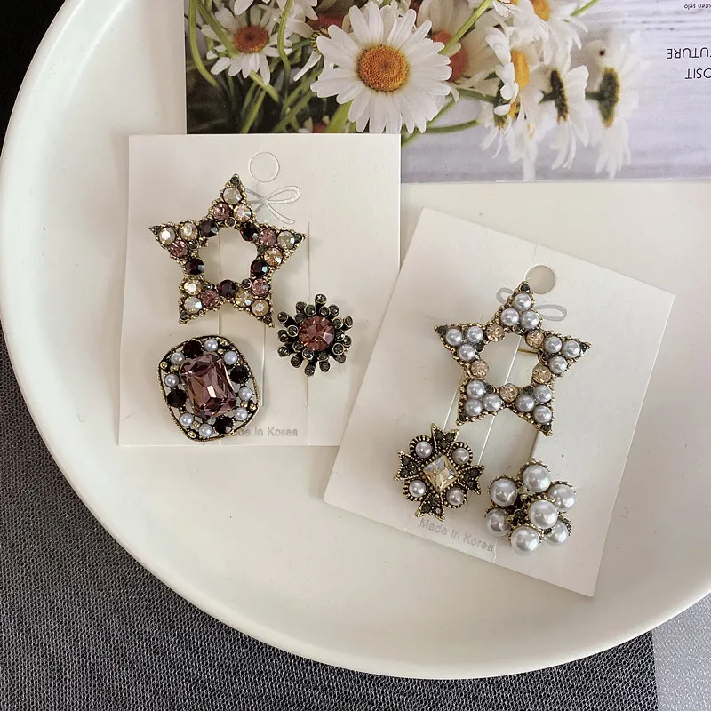 Fashion 3pc/set Cute Pearl Bow Brooch Simple Luxury Small Fragrance Shining Star Brooches Pin Vintage Buckle Corsage Safety Pins