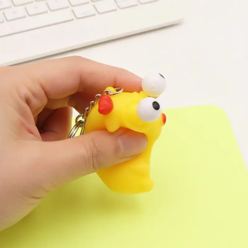 Popping Eye Squeeze Keychain Fidget Toy Soft Sensory Bouncing Stress Reliever for School Students Relaxation