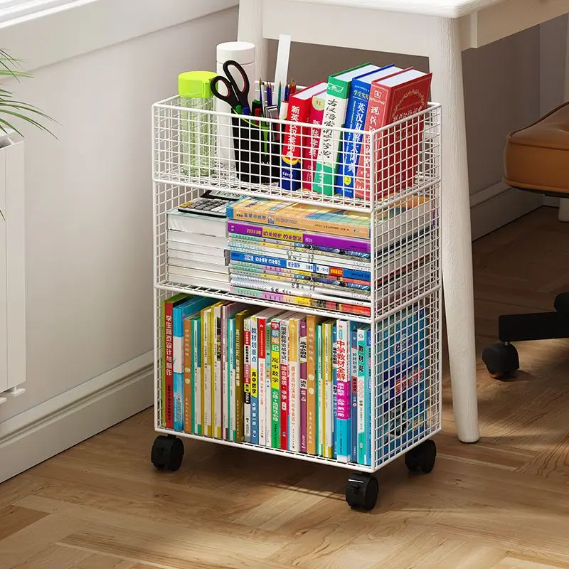 

Mobile Bookcase Under Table Shelving Floor-To-Ceiling Bookstand High School Student Classroom Desk Side Store Boxed Books Basket