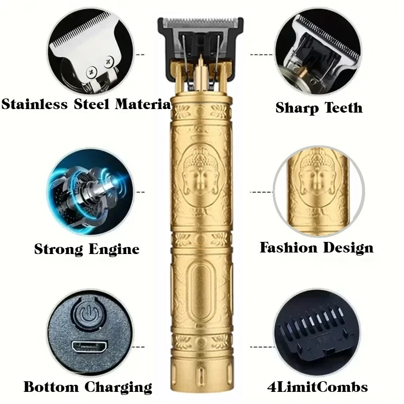 T9 Vintage Cordless Hair Cutting Machine - Professional Barber Trimmer for Men Beard Shaving for Shavers with Lightweight Design image 6