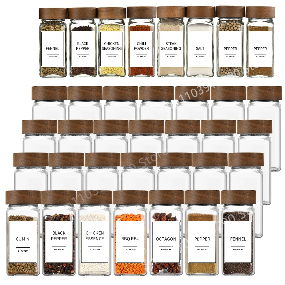 13Pcs Glass Spice Jars with Bamboo Lids 4oz Glass Jars Spice Jar Set Seasoning Jars Organizer Storage Bottles for Spice Rack