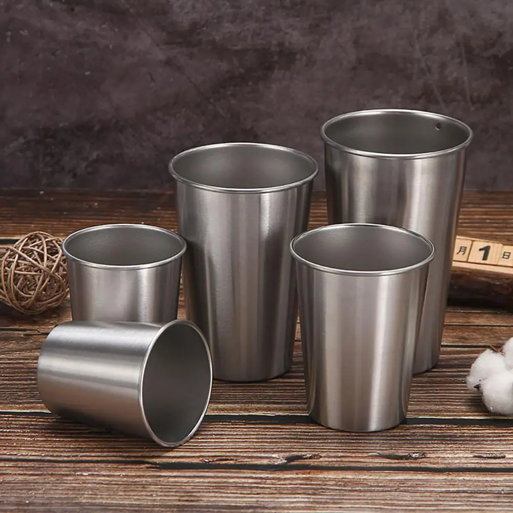 200/350/500ml Drinking Cup Stainless Steel Cup Unbreakable Stackable Storage Tumblers Mirror Polishing Beer Cup Office Gift