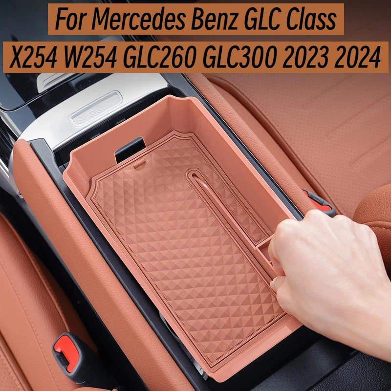 For Mercedes Benz GLC Class X254 W254 GLC260 GLC300 2023 2024 Car Accessories Central Armrest Storage Box Organizer Tray Holder