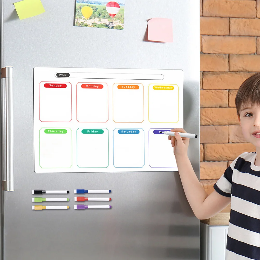 1 مجموعة المغناطيسي الثلاجة الجاف محو مجلس المطبخ التخطيط لوح كتابة رسالة تذكير المنظم لوازم المطبخ