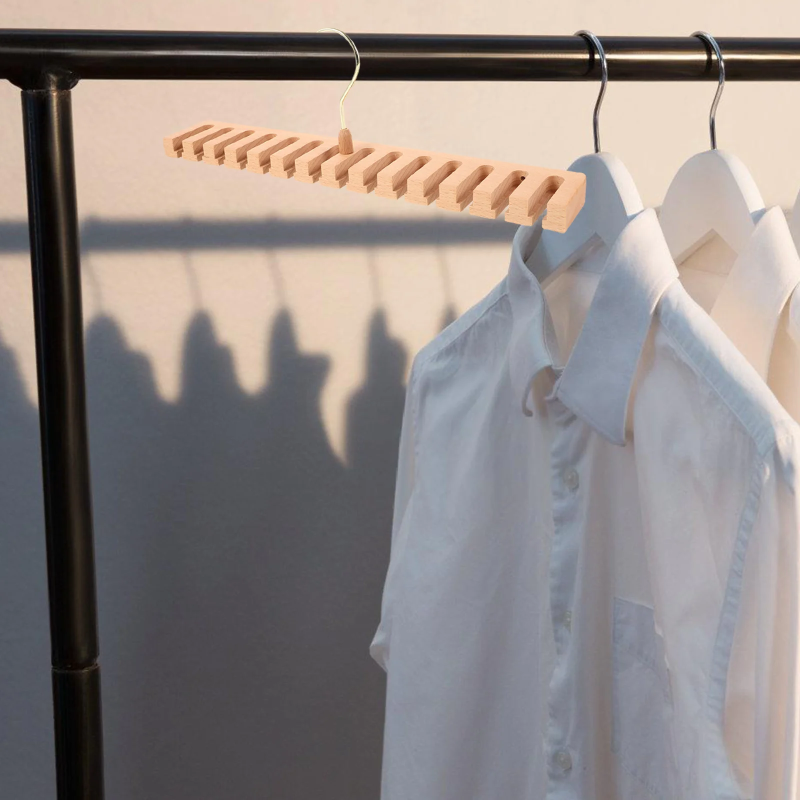 

Heavy Duty Wooden Belt Hanger Closet Hanging Rack Belt Organizer Space Saving Storage for Home Hotel Tie Organizer