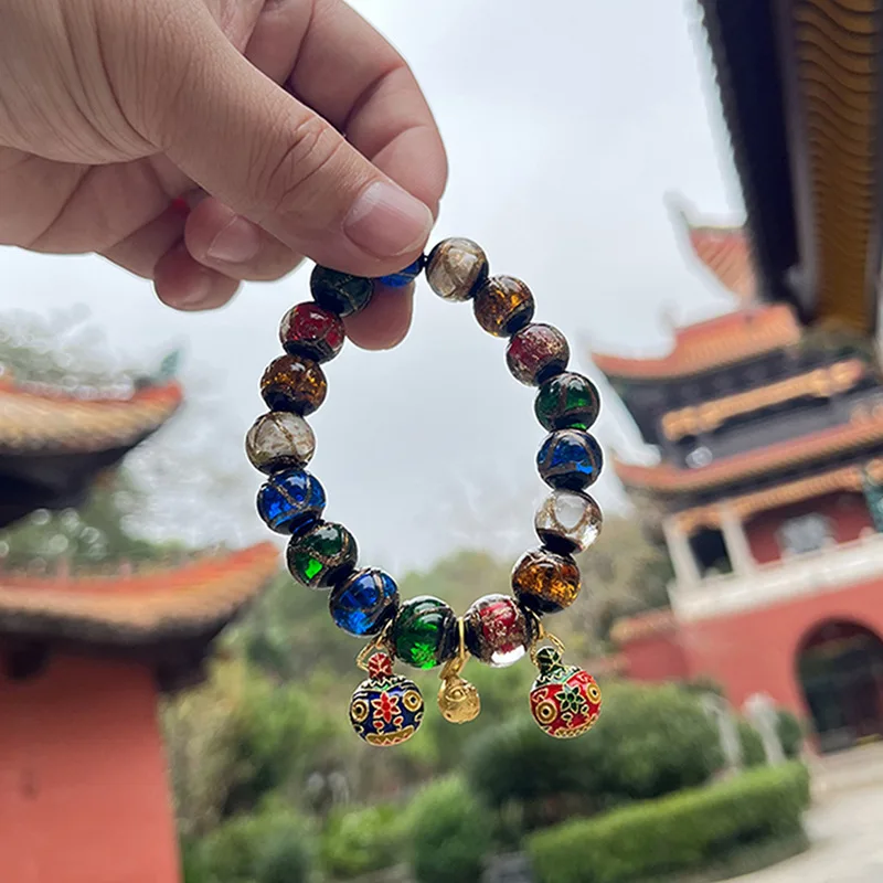 Nanyue Hengshan incense ash glazed glass porcelain bead gold-swallowing beast bracelet
