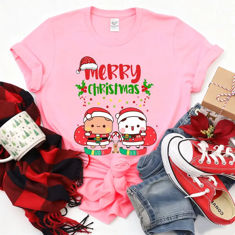 Feliz Navidad camisetas con dibujos animados de Bubu Dudu fiesta popular camiseta neutral