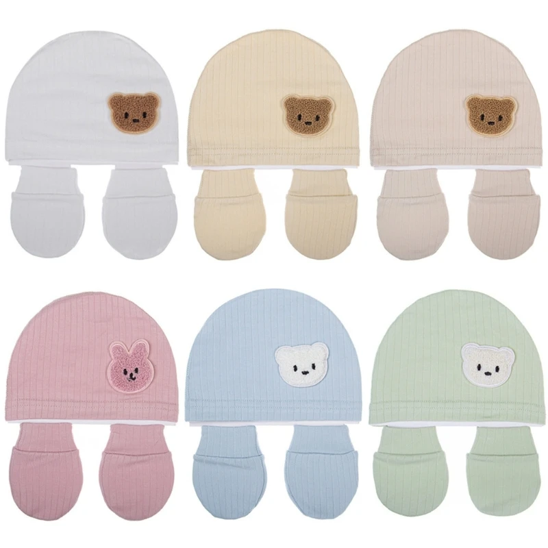 

Comfortable Newborns Baby Hat with Matching Scratch Proof Mittens 0-12 Months Infants for Keeping Little Fingers Warm