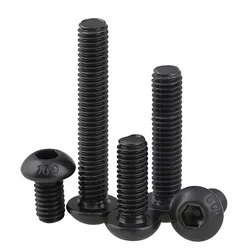 5/10/20pcs Black Grade 10.9 High Tensile Button Head Allen Bolts Hex Socket Screws 1/8-40 3/16-24 1/4-20 5/16-18 3/8-16 5/32-32