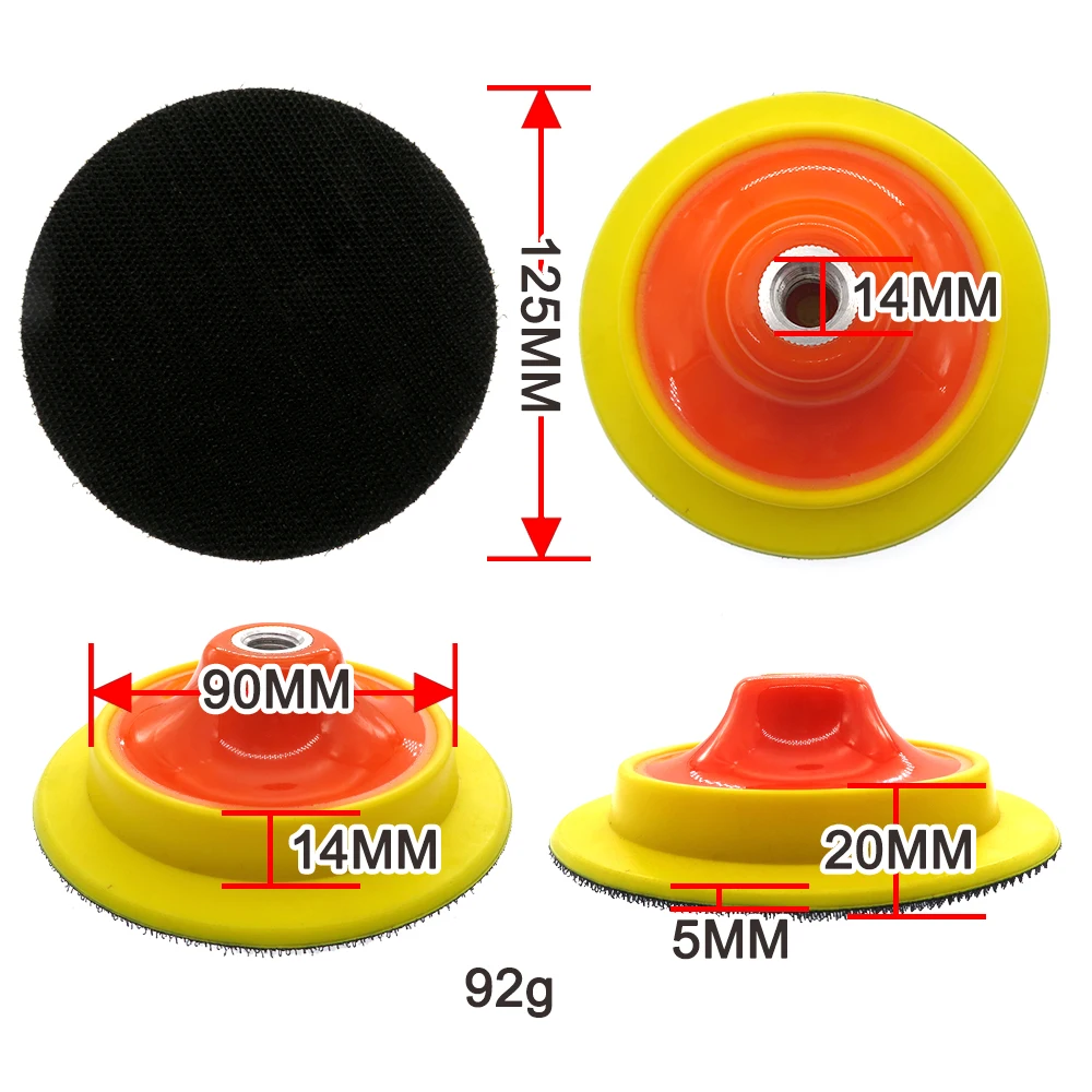 1 Stuks 2/3/4/5/6/7Inch Roterende Backing Pad Haak & Loop Schuurkussen Met M10/M14/M16 Draad Backer Plaat Voor Roterende Polijstmachine Schuurmachine