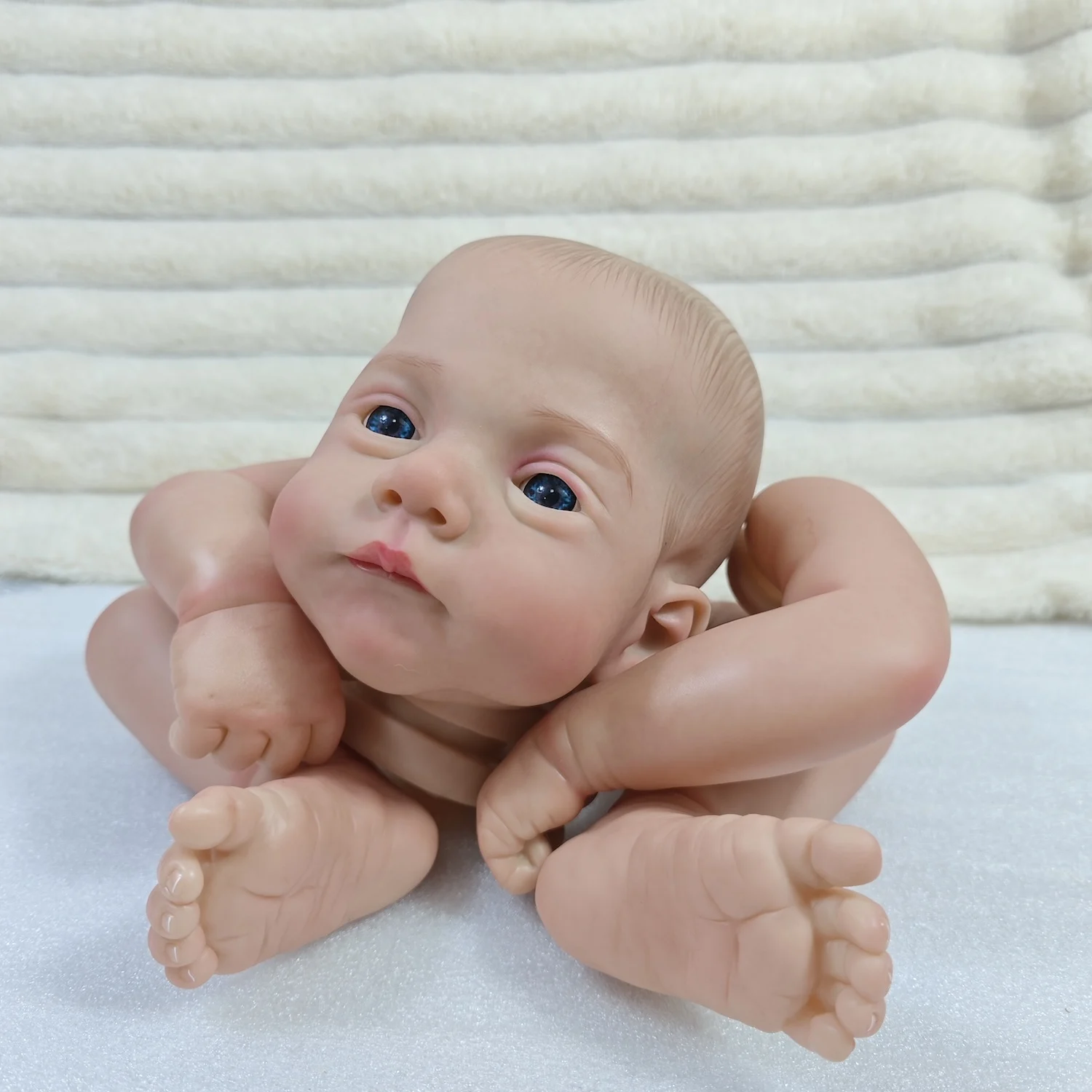 20 Inch Finished Painted Open Blue Eyes Lily Unfinished Vinyl Reborn Doll Kit With Cloth Body Suitable for DIY Customization