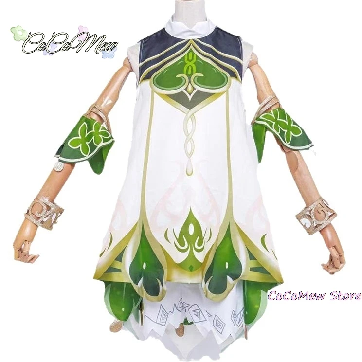 Genshin Impact Nahida Maid Cosplay Costume Lesser Lord Kusanali Wig Cute Style Dress Nahida Genshin Cosplay For Girls Kids Size