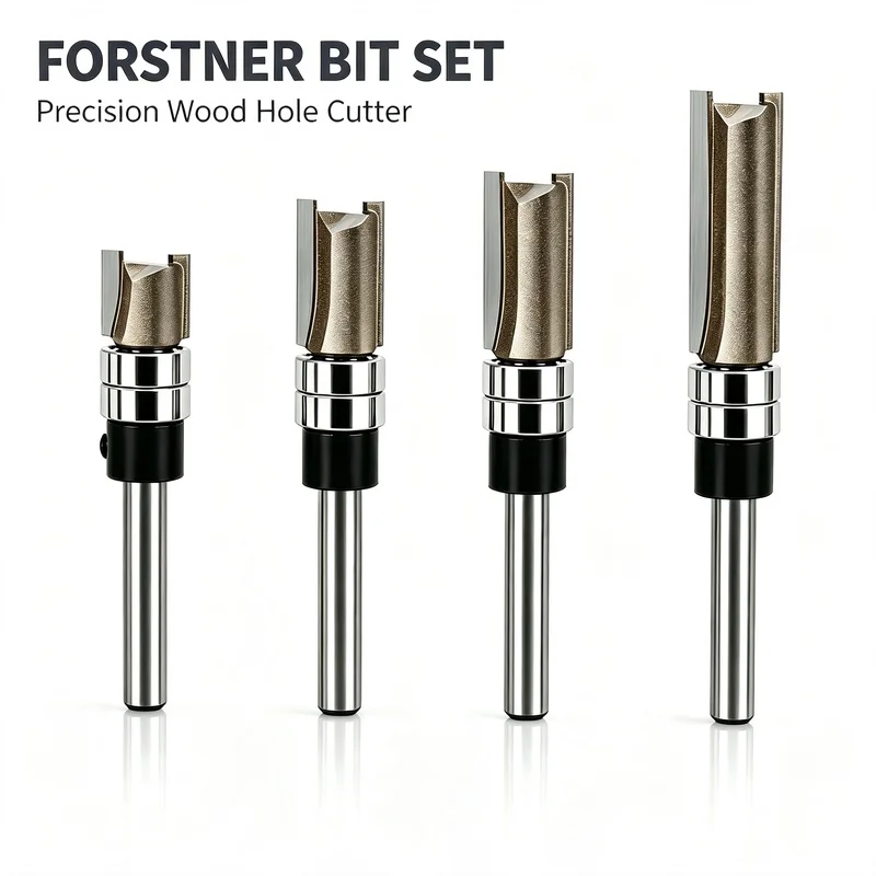 2‑Flute Double‑Bearing Template Flush Trim Router Bit, Professional Carbide Straight Bit for Wood Slotting Edge Trimming