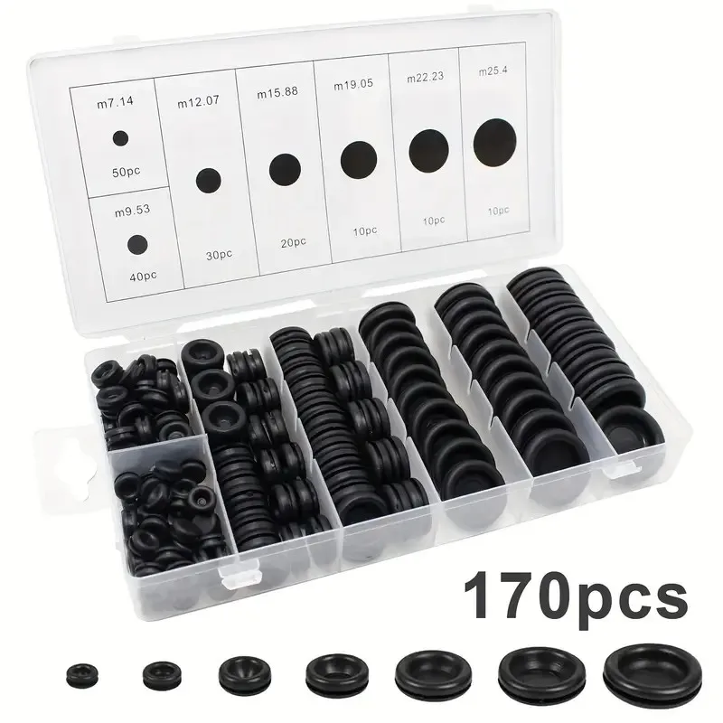 170PCS Boxed Single-Sided Rubber Coil Protector, Lead Ring, Passing Ring, and Sealing Ring Set