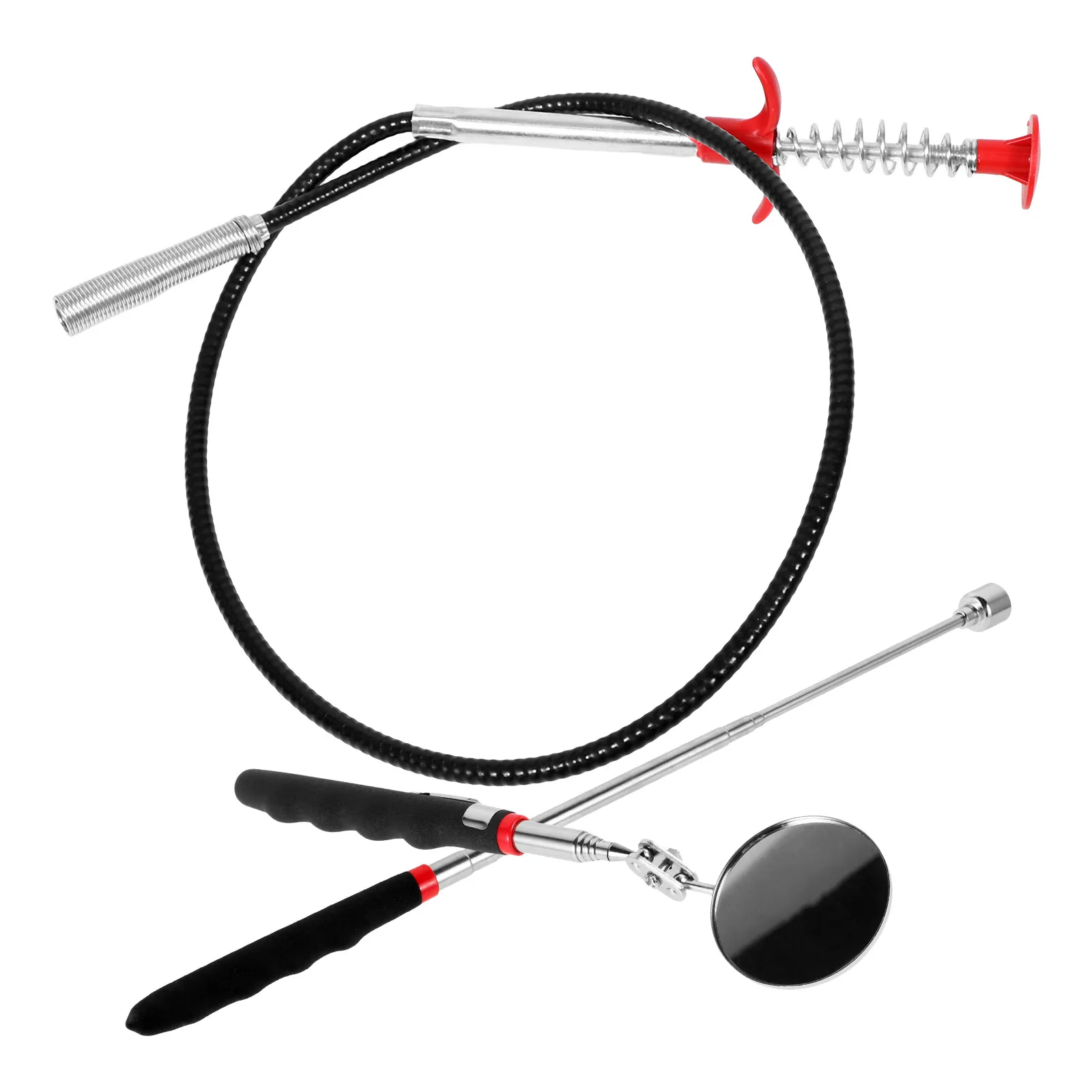 

1 set Inspection Mirror Set Durable Telescoping Auto Grabber Tool Clear View Magnetic Pickup Adjustable Length Car Repair