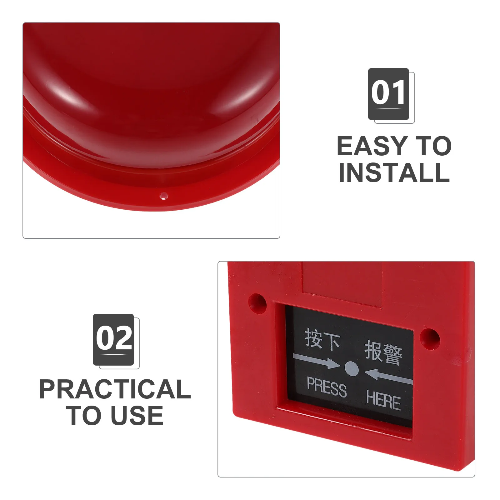 1 مجموعة 6 بوصة الأحمر الكهربائية النار جرس بصوت عال جهاز إخطار مسموع لمستودع مدرسة مكتب نظام إنذار الطوارئ السطح