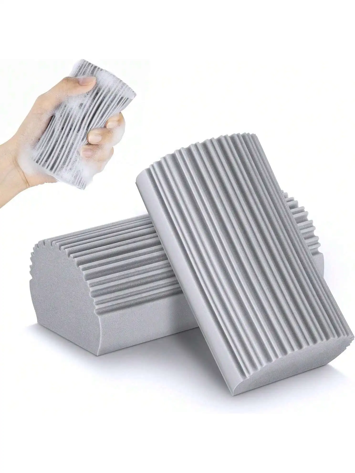 2 Packs Damp Clean Duster Sponge, Duster for Cleaning Blinds, Glass, Baseboards, Vents, Railings, Mirrors, Window