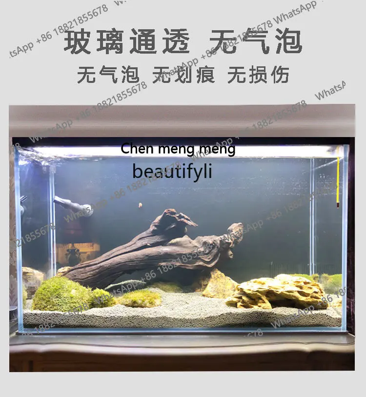 

S7486 ss Super White Fish Tank Customized Gold Crystal Glass Small Household Ecological Turtle Jar Lazy Fish Globe