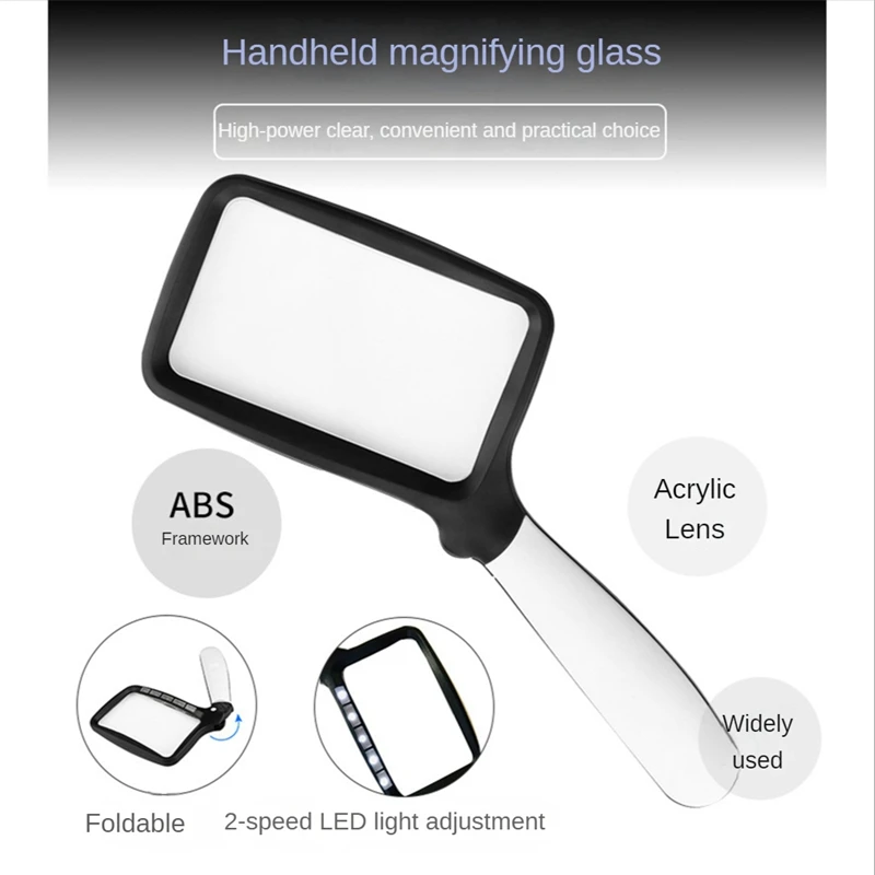 2 Pieces Handheld Magnifying Glass Acrylic Magnifying Glass Elderly Reading Newspaper High-Definition Agnifying Glass