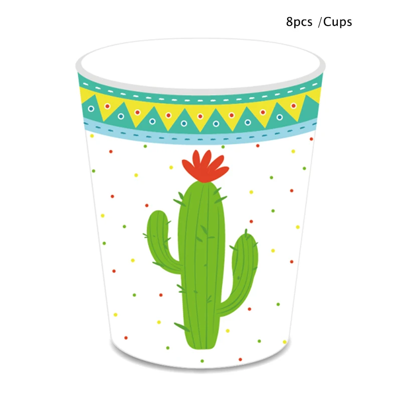 Llama Party Disposable Tableware Cartoon Cactus Alpaca Paper Plates Cups Kids Birthday Party Decoration Baby Shower Supplies - view 6