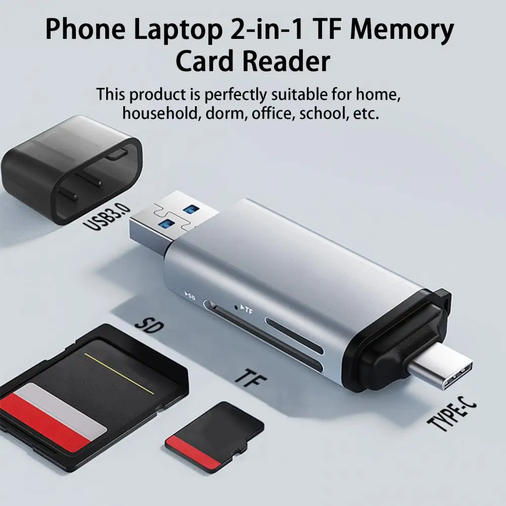 USB Card Reader Ultra-Light TF Card Reader Double-Headed Memory Expansion TF Card Adapter Laptop Accessories Multipurpose