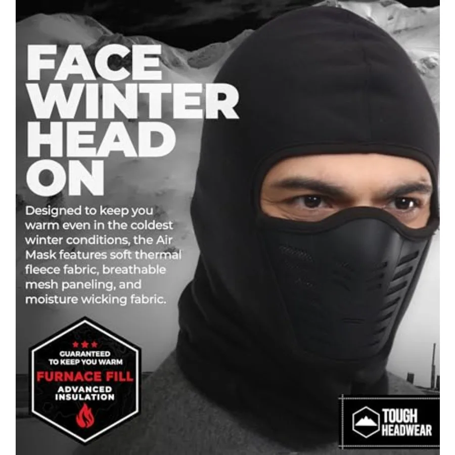 Máscara de esqui balaclava para clima frio extremo, atividades ao ar livre, máscara facial com isolamento térmico e aberturas de ar respiráveis para o inverno