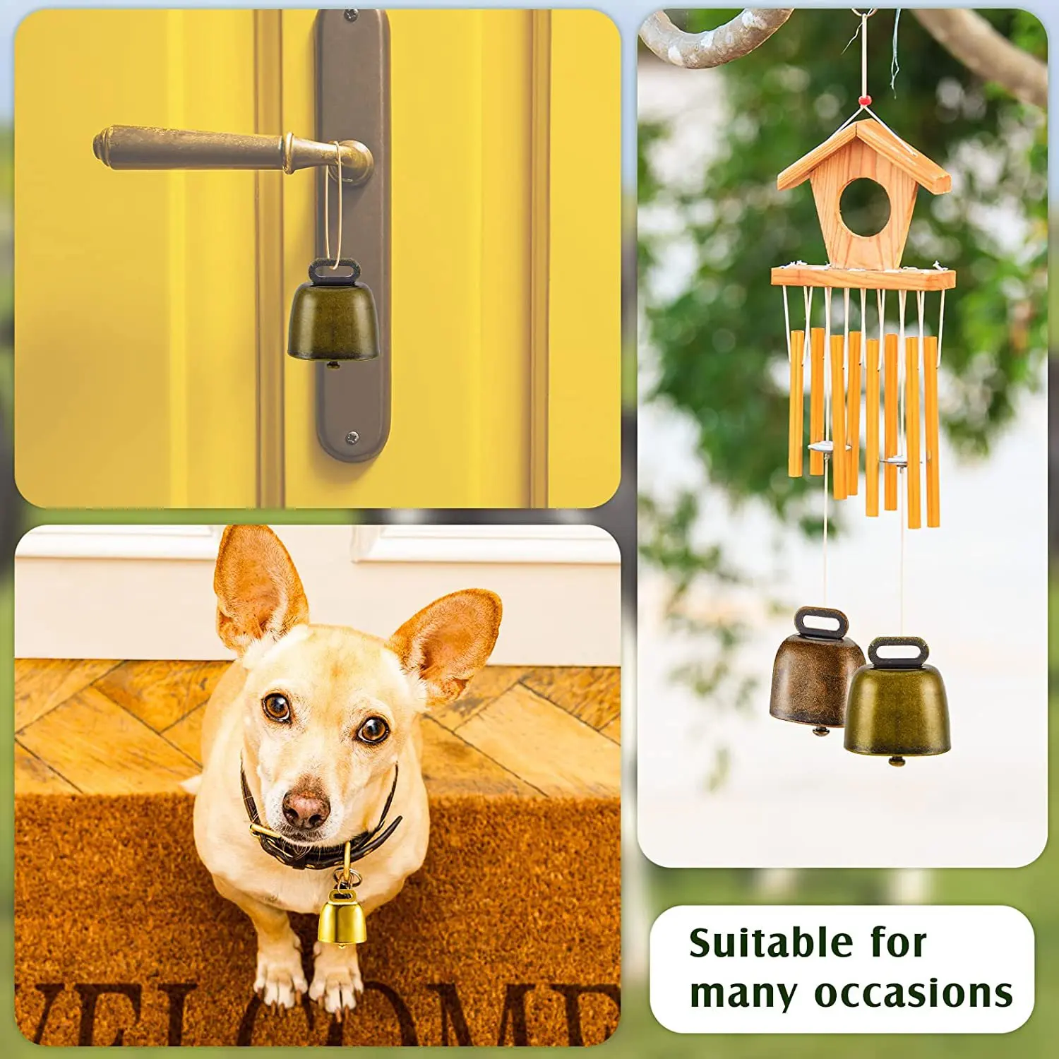 

AC22 6 Pieces Cow Horse Sheep Grazing Small Brass Bells Cowbell Retro Bell for Grazing Copper(Green Bronze, Red Bronze, Gold)