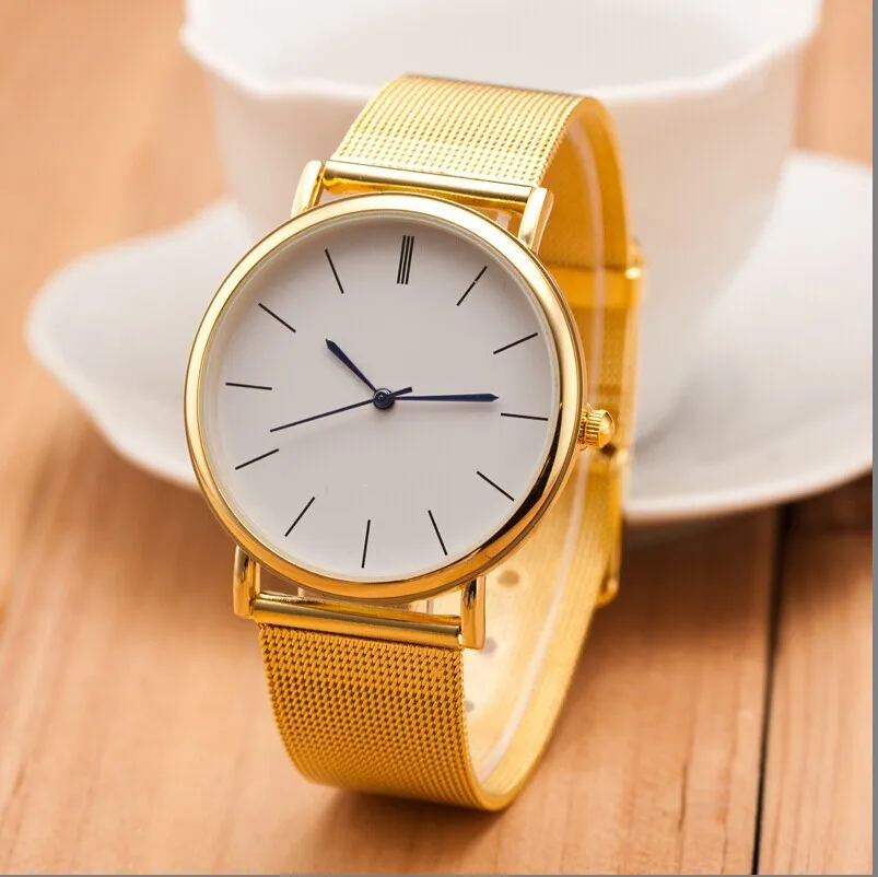 New Fashion Luxury Woman Silver Casual Geneva Quartz Watch Women Metal Mesh Stainless Steel Dress Watches Relogio Feminino Clock