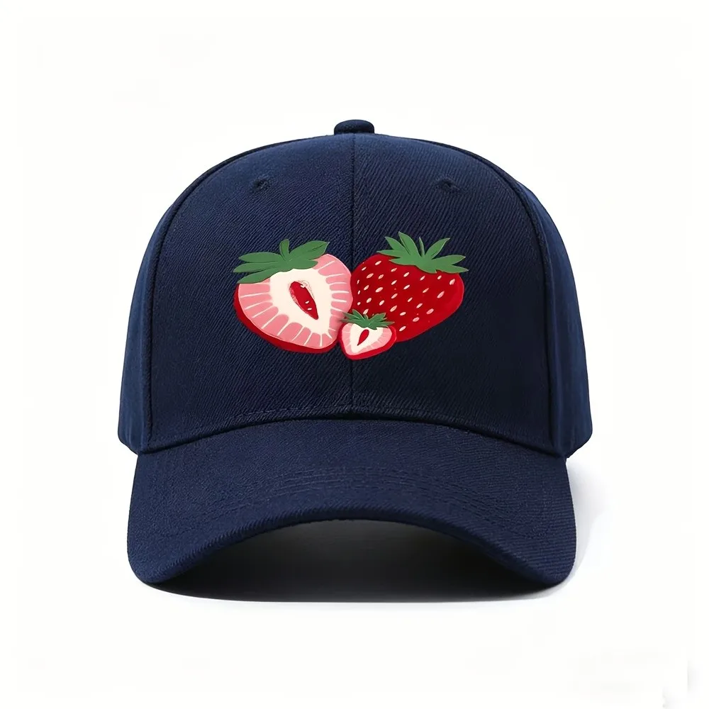 1pc Strawberry Baseball Cap with Fresh Fruit Slices Print Adjustable Lightweight Suitable for Casual Wear