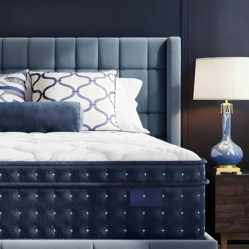 Materasso Queen da 12 pollici in una scatola, materasso ibrido di lusso senza fibra di vetro con molle insacchettate individuali e memory foam –