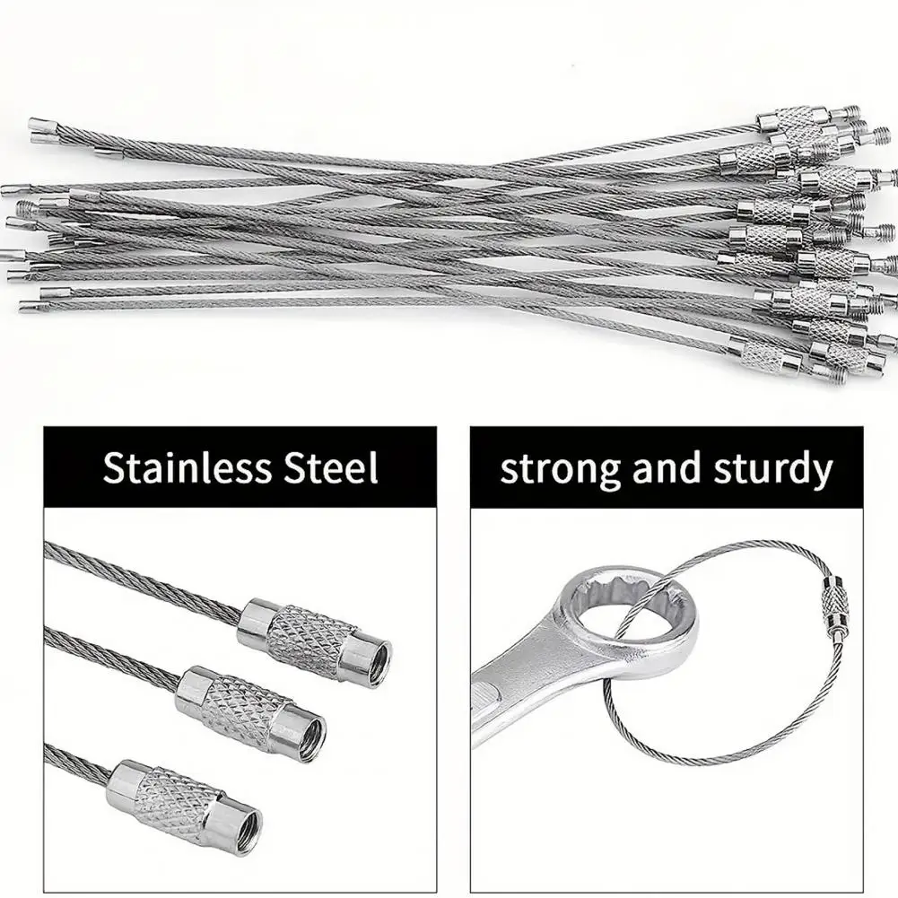 Stainless Steel Keychain Keychain for Accessories Stainless Steel Wire Keychains Set for Luggage Id Tags Strong Cable for Secure