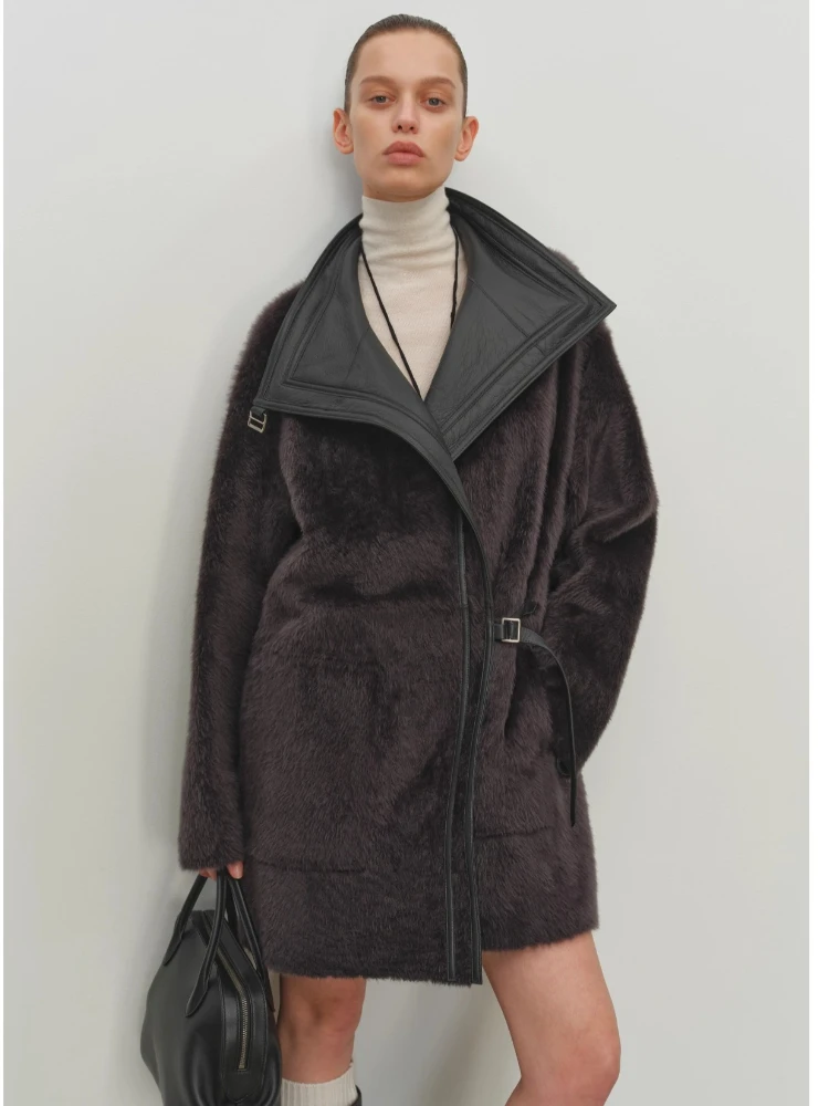 High-end Luxury Natural Lamb Fur Jackets Shearling for Women Simple Stand Collar Mid-length Winter Genuine Leather Real Fur Coat