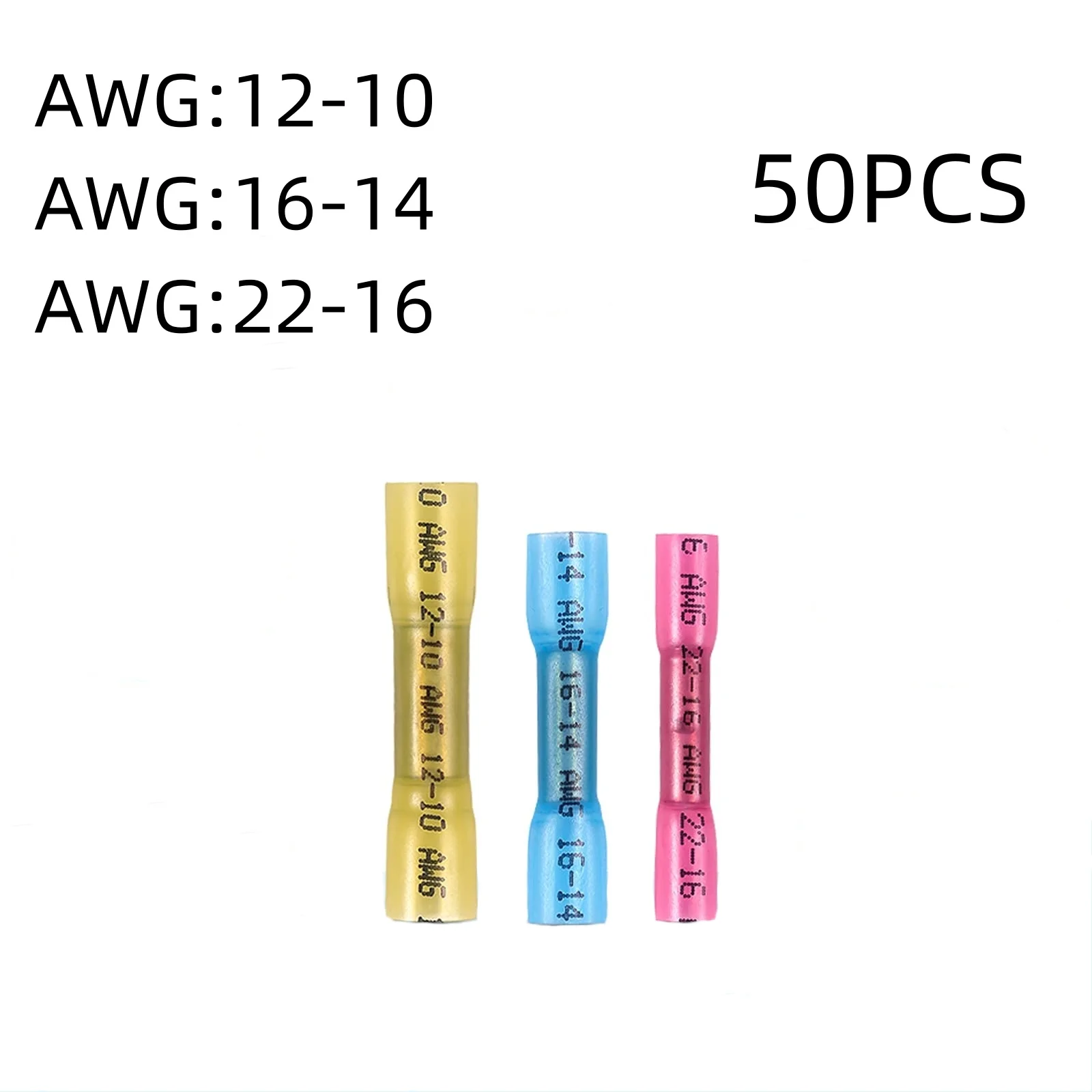 

50 шт. термоусадочный разъем для проводов, водонепроницаемая изоляция, морской автомобильный обжимной разъем, стыковочный разъем