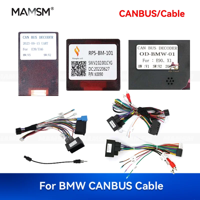 MAMSM CANBUS Box For BMW 5 Series E39/X5 E53 3 Series E46 E90 E92 E93 1 Series X1 X3 E85 Car Radio Android Harness screens Cable