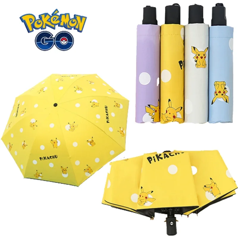 Pokemon Pikachu Automatic Umbrella Folding Sun Rain or Shine Dual-Use Umbrella Men Women Sunshade Sun Protection UV Protection