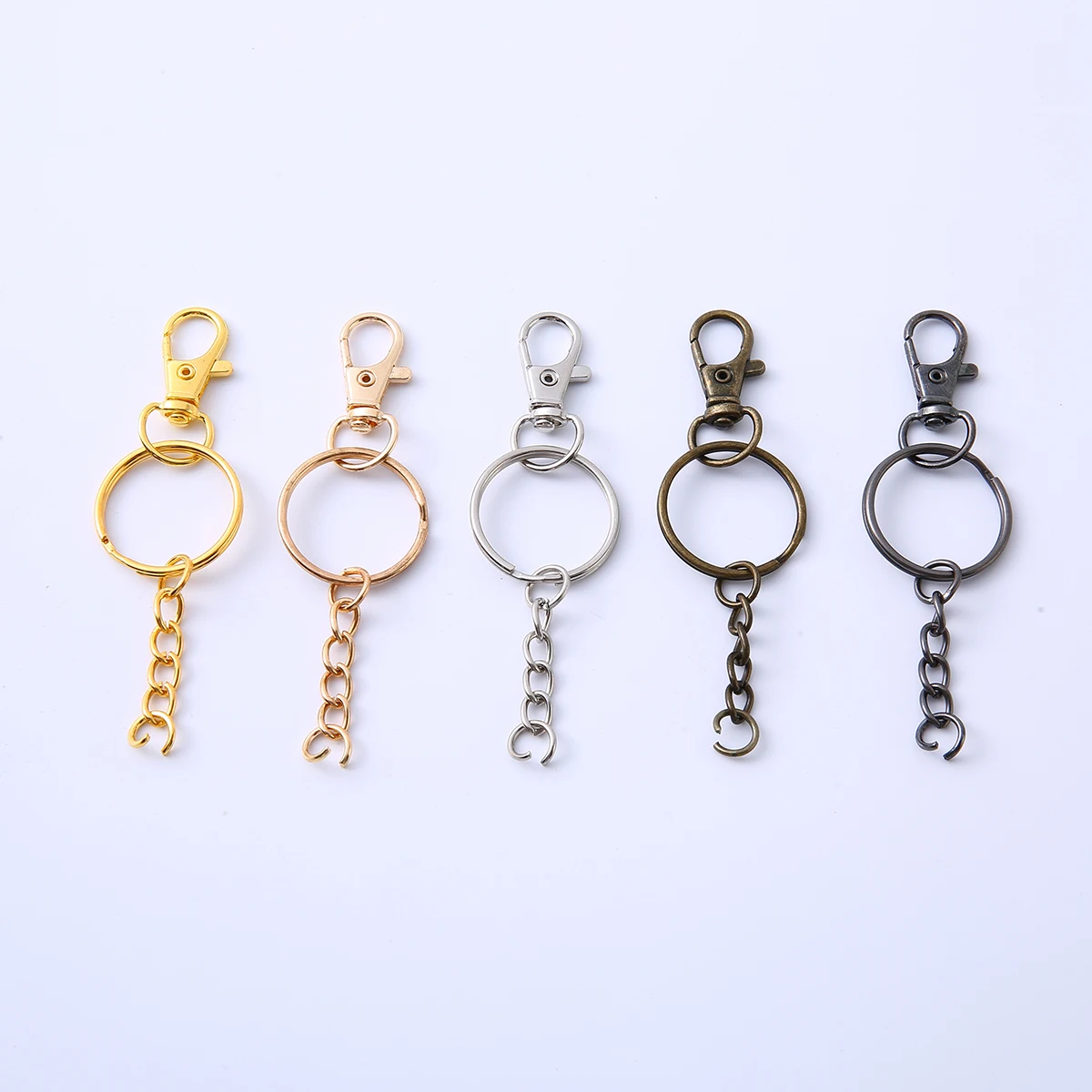 10-100pcs GOLD สี Key CHAIN แหวนสีบรอนซ์ Rhodium31mm ยาวแยก Keyrings พวงกุญแจสําหรับเครื่องประดับ DIY ทําขายส่ง