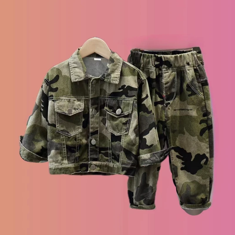 

Child Suit Camouflage Denim Jacket + Pants Spring Kids Set Brand Baby Boy Clothes Suits Autumn Sport Baby Girl Boy Clothing Sets