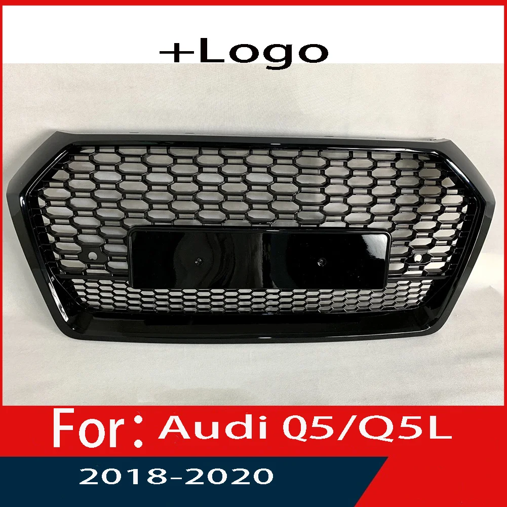 

For Audi Q5/Q5L 2018 2019 2020 Car Front Bumper Grille Centre Panel Styling Upper Grill (Modify For RSQ5 style)