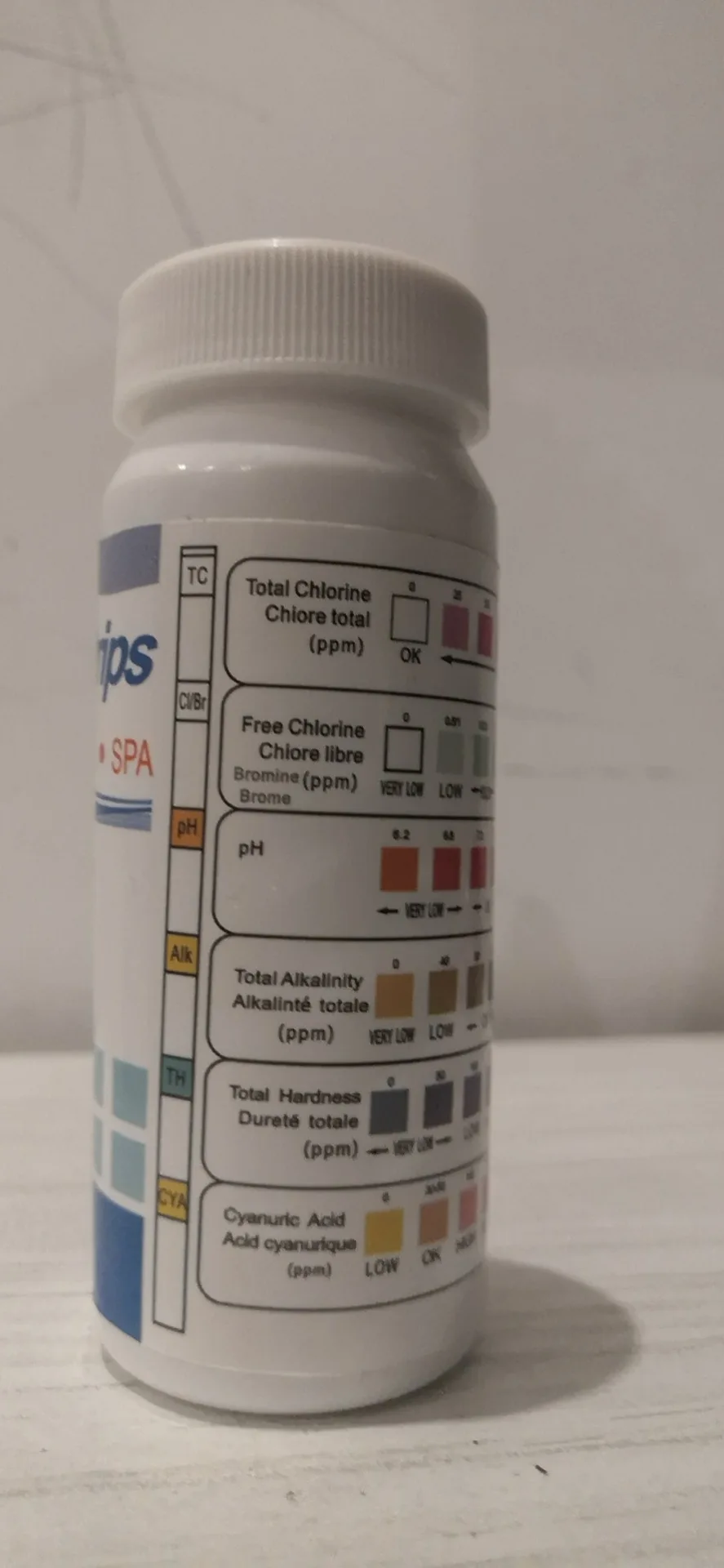 6 in 1 Swimming Pool SPA Water Test Strips Total Chlorine Free Chlorine PH Alkalinity Hardness Cyanuric Acid 50 Pack