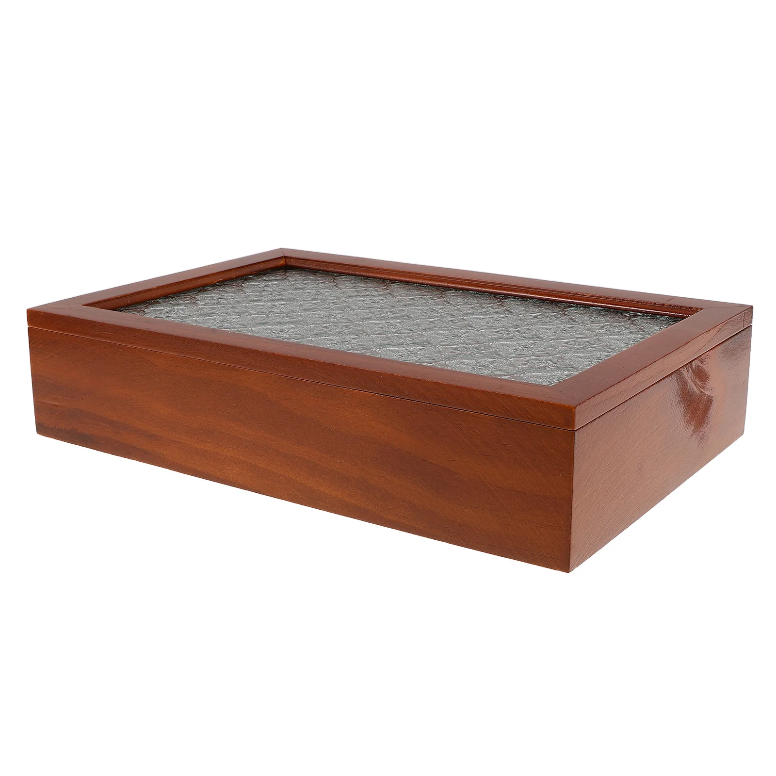 

Vintage Storage .5X19.5X6.5Cm Solid Wood With Glass Lid For Jewelry Cosmetics Organizer Keepsake Decorative Box