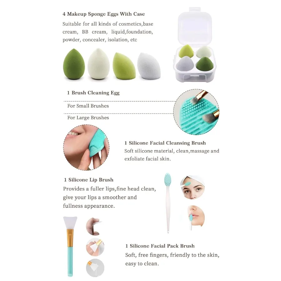 Make-up-Pinsel, 30-teiliges Make-up-Set, Foundation-Pinsel, Lidschatten-Pinsel, Make-up-Pinsel-Set, grün, 30-teiliges Set