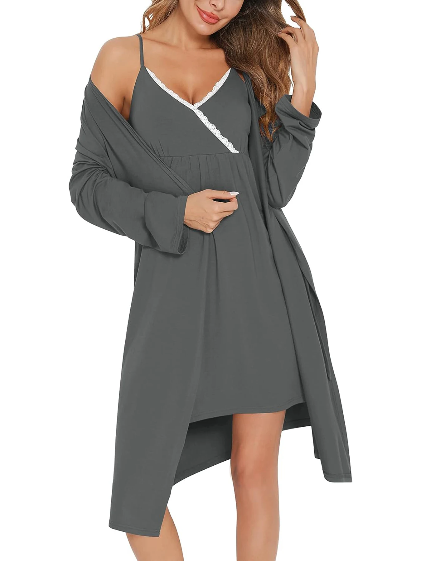 Women's European and American maternity wear autumn set two-piece nightgown