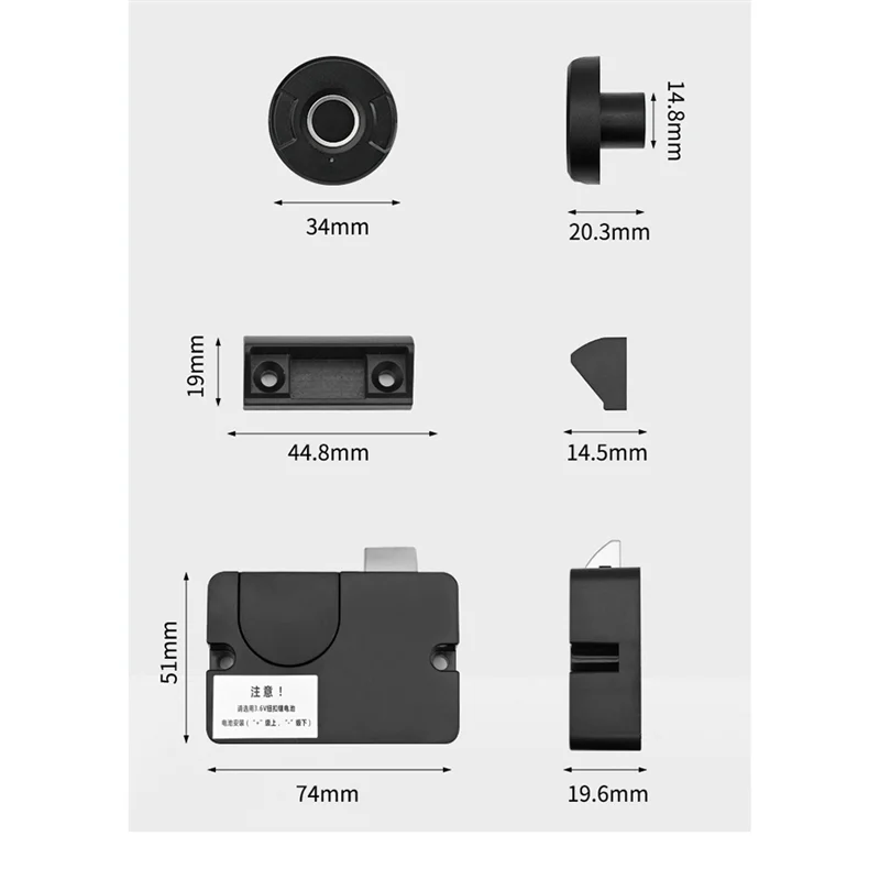 ABKW-Keyless Electric Fingerprint Cabinet Drawer Lock Smart Fingerprint Cabinet Drawer Cupboards Door Lock Biometric Electric Lo