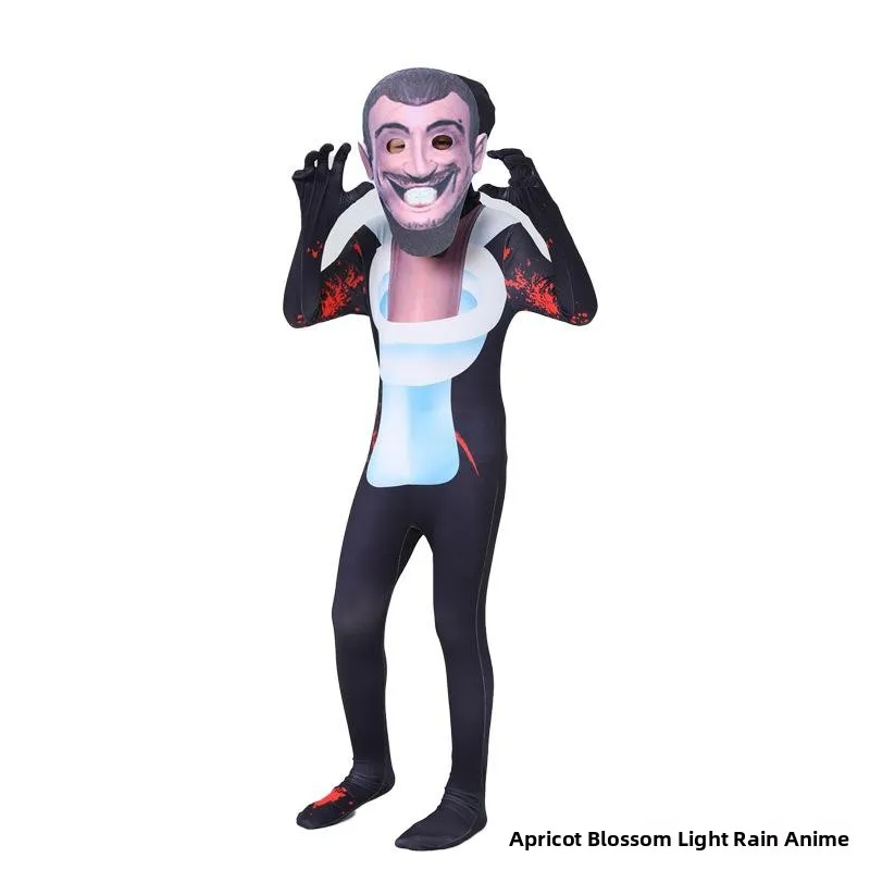 زي تنكري لهالوين على شكل سكيبيدي5، بدلة للأطفال على شكل رجل الشاشة ضد رجل المرحاض، زي ضيق قطعة واحدة للعروض المسرحية
