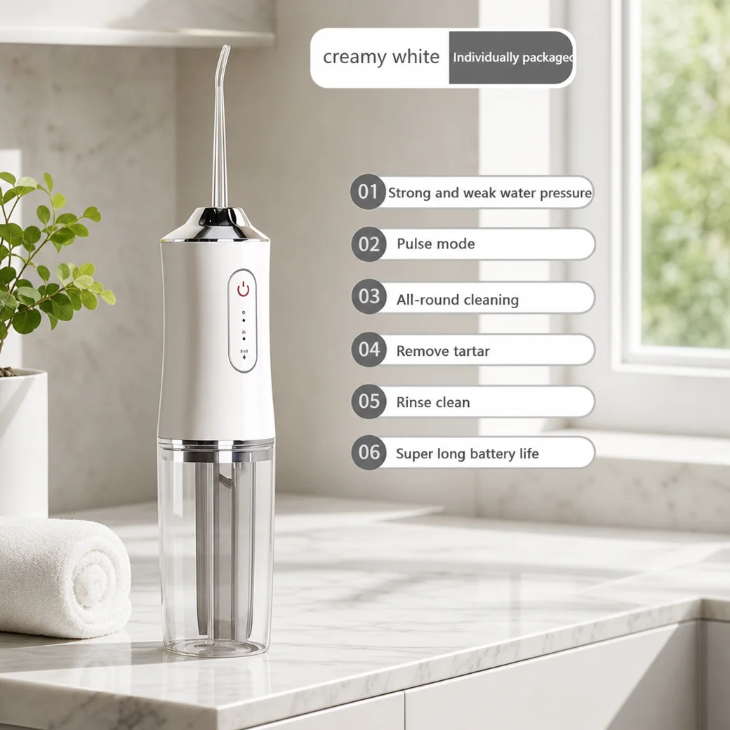 Portable Cordless Water Flosser for Teeth Cleaning, USB Rechargeable Oral Irrigator with Multiple Pressure Modes, Safe Oral Care