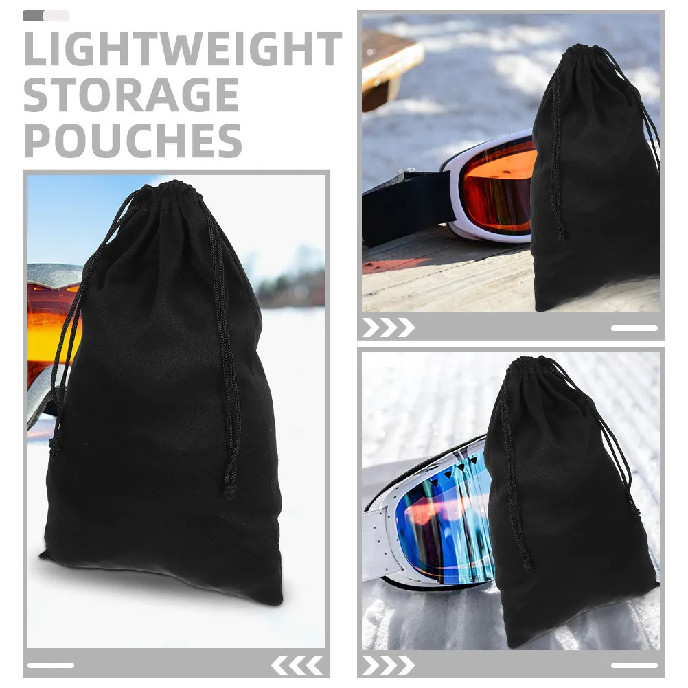 5Pcs Eyewear Storage Bag Soft Lint Material Anti-Scratch Ski Goggles Pouch Portable Travel Sunglasses Drawstring Bag Daily Use
